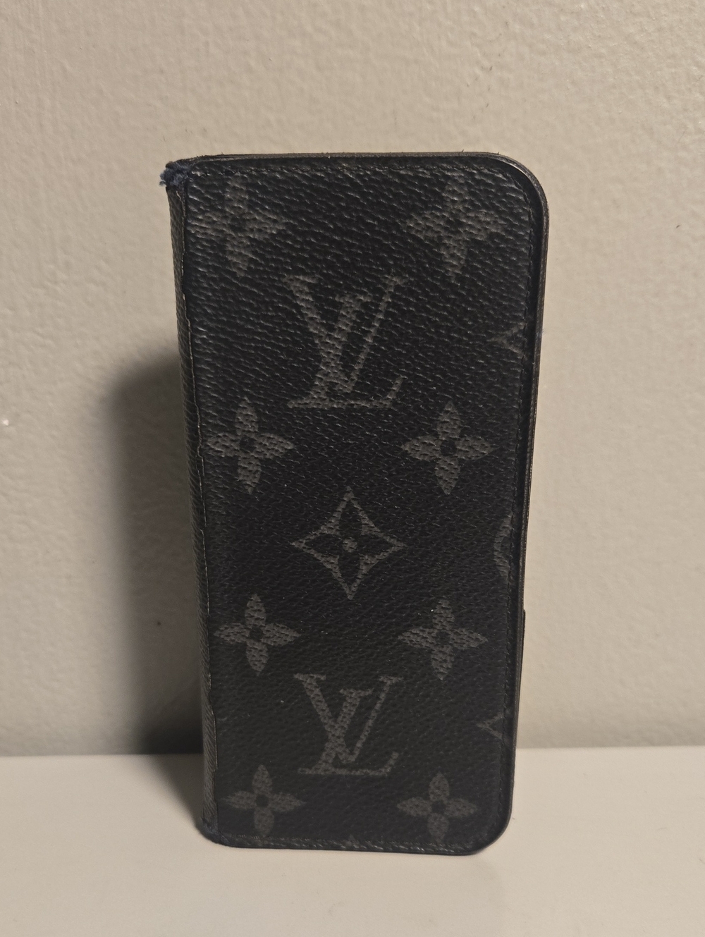Louis Vuitton Blue Gray Monogram Leather Phone Wallet Case